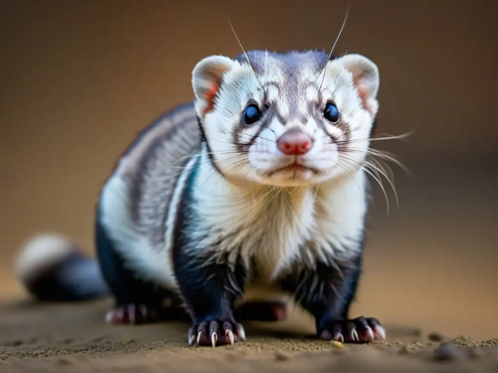 Alerta y elegante hurón: detalle de su lenguaje corporal Ferret alerta con lenguaje corporal destacado