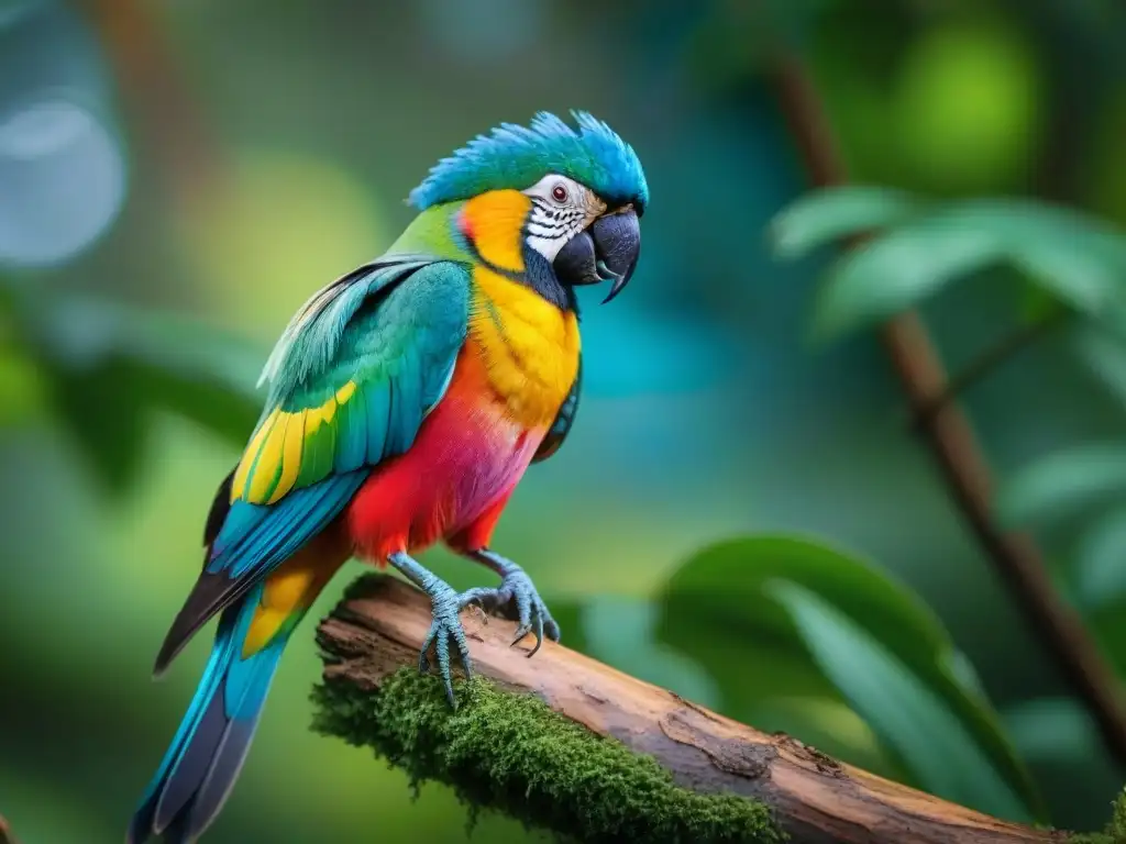 Un ave exótica con plumaje iridiscente y un microchip GPS en la pata