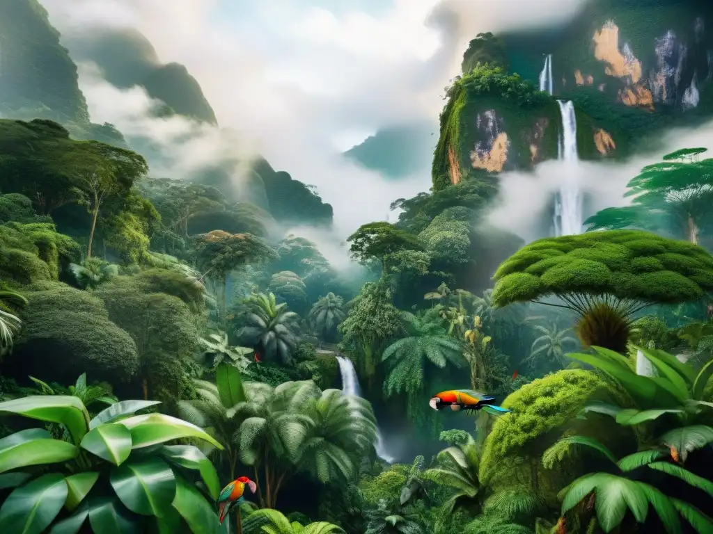 Exótica biodiversidad: selva con loros, monos y serpientes Descubre la belleza de la biodiversidad en su hábitat natural con animales exóticos