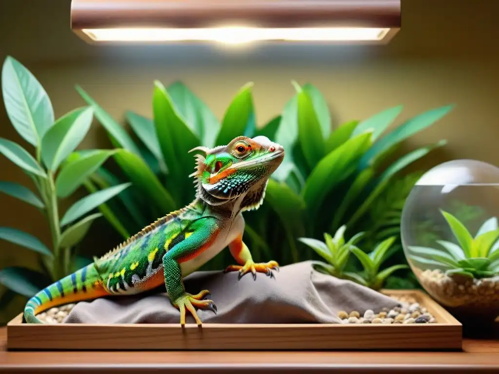 Un cautivador montaje de mascotas exóticas en un entorno vibrante, ideal para conocer las leyes de mascotas exóticas en tu país