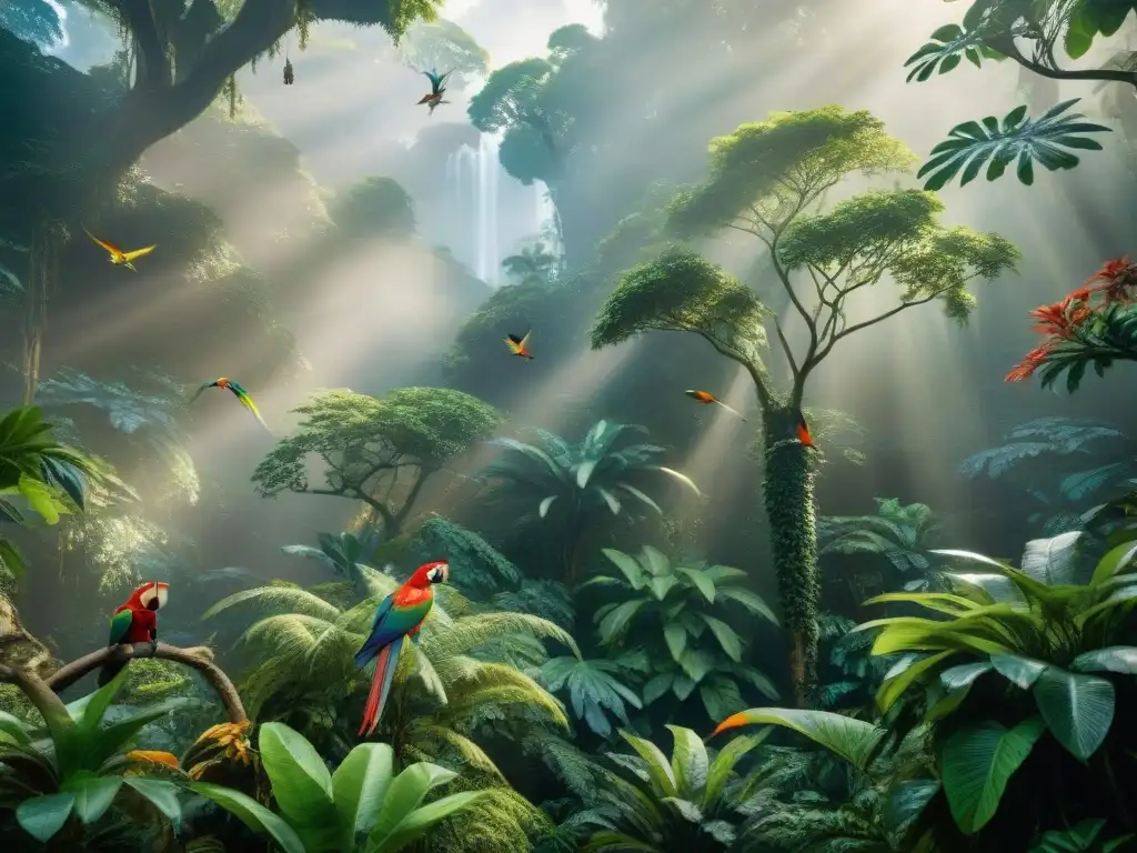 Exótica selva tropical: hogar de animales coloridos y fascinantes Consejos para nuevos propietarios: Un exuberante y vibrante bosque tropical con animales exóticos