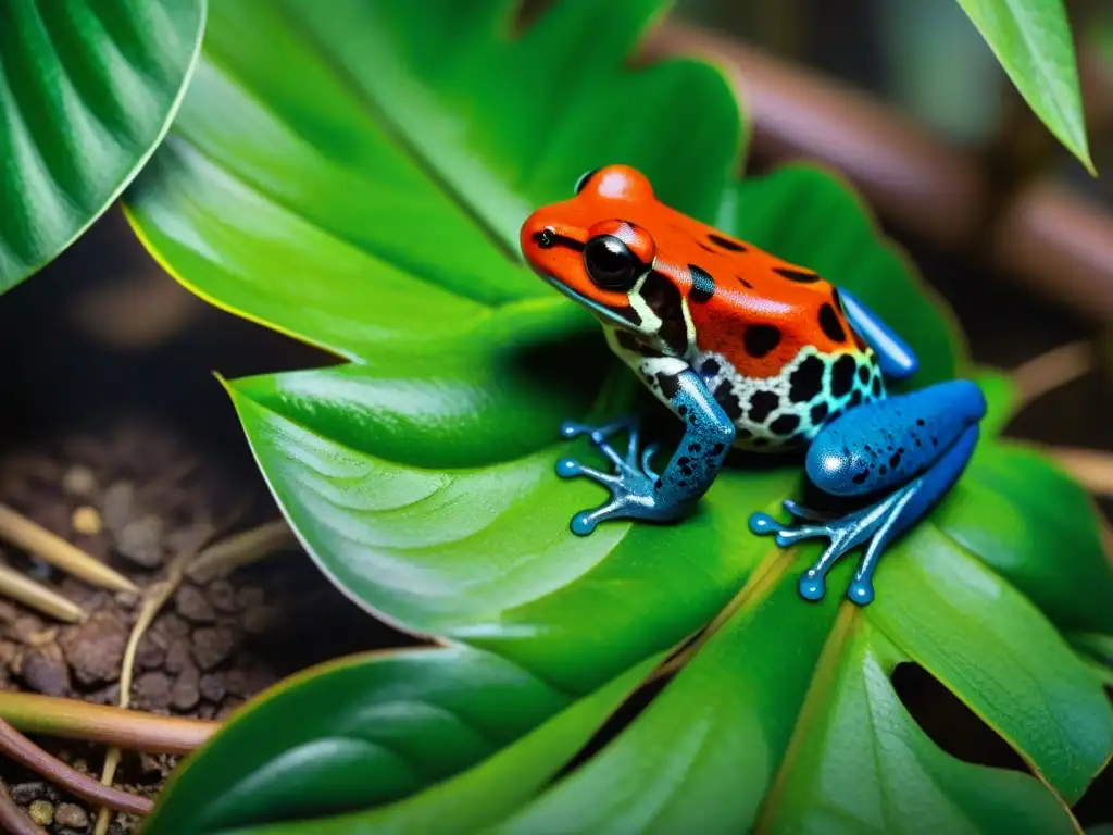 Selva tropical: mundo fascinante de ranas venenosas Un detallado y realista bosque tropical repleto de ranas venenosas en la cultura, con colores vibrantes y texturas fascinantes
