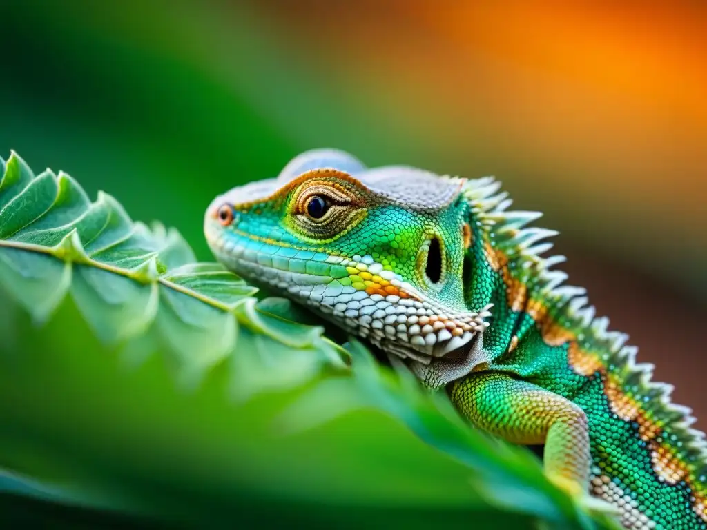 Detalle impresionante de escamas de lagarto bajo la luz solar, en tonos verdes y marrones