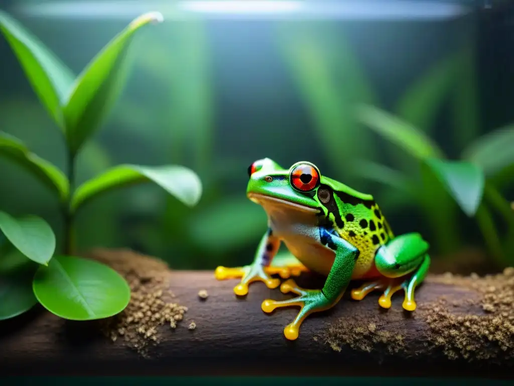 Un entorno controlado para la crianza ética de ranas exóticas en terrario de vanguardia