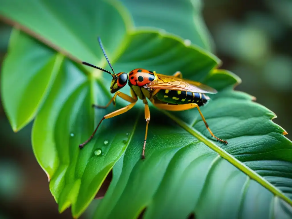Camuflaje perfecto: Fásmido en selva exuberante Un fásmido camuflado en el exuberante bosque lluvioso