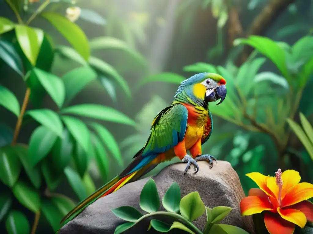 Un grupo diverso de mascotas exóticas en su hábitat natural en la jungla, cumpliendo con las leyes de mascotas exóticas en el país