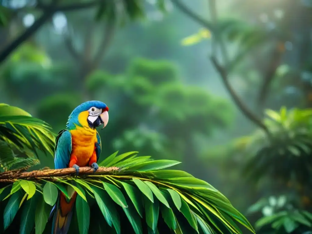 Un grupo vibrante de loros exóticos en su hábitat natural, mostrando comportamiento territorial