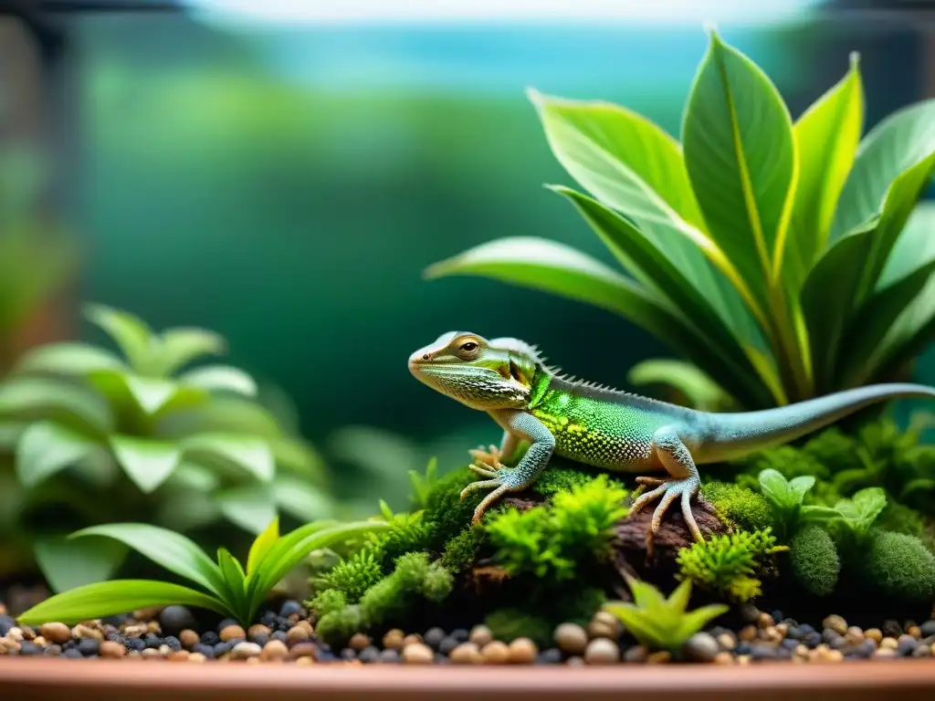 Un hábitat exuberante para un lagarto mascota feliz y saludable