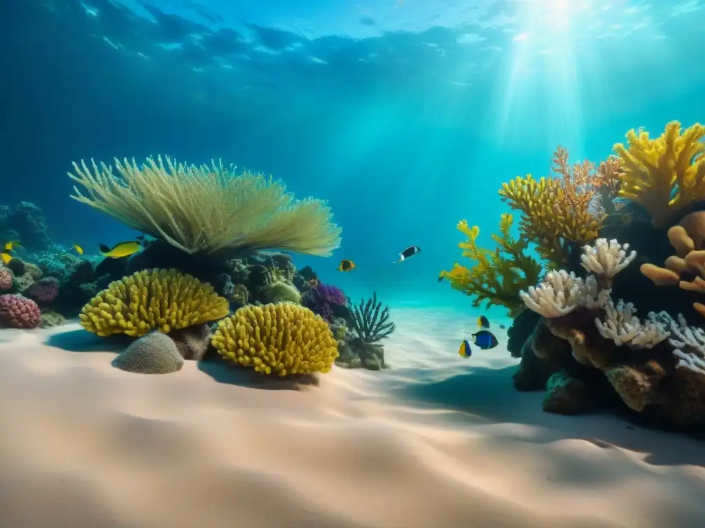 Acuario submarino exótico: detalle y colorido Hermoso acuario con peces exóticos nadando entre corales y plantas acuáticas