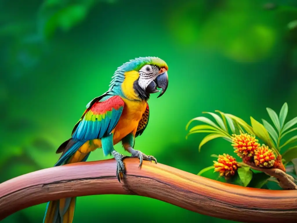 Una imagen cautivadora de mascotas exóticas en un entorno tropical, destacando la diversidad de especies