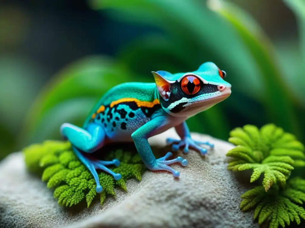 Una imagen detallada y realista de mascotas exóticas en su entorno natural, destacando su comportamiento único