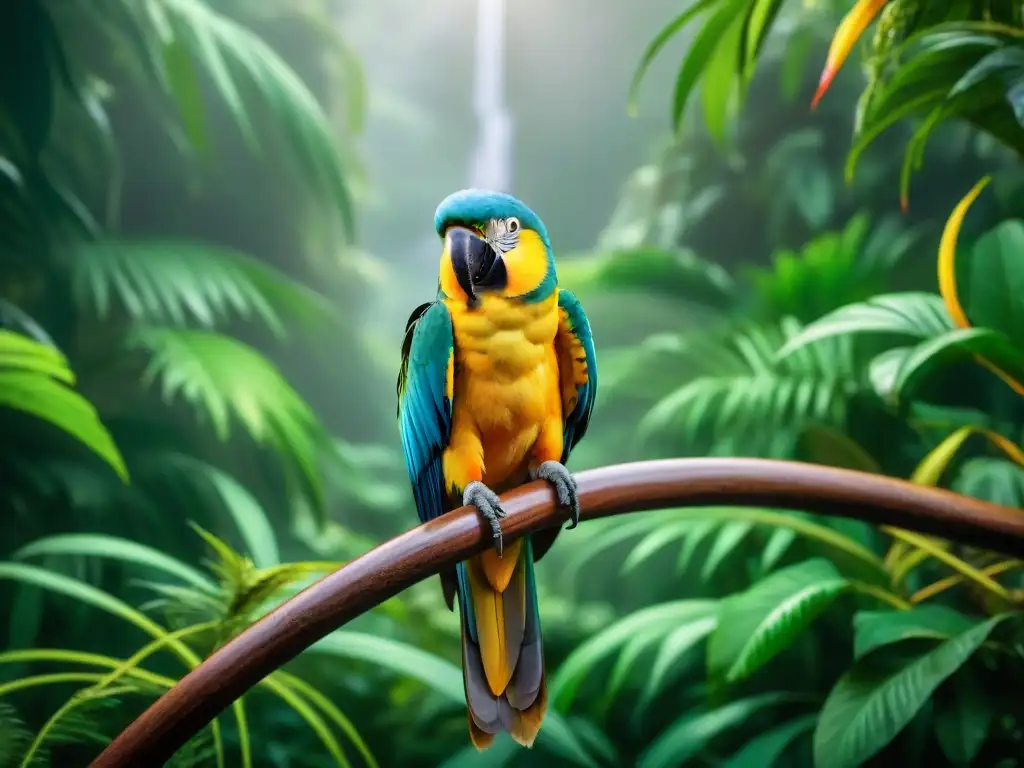 Selva tropical exótica: biodiversidad y belleza natural Imagen de una exuberante selva tropical llena de vida, destacando la biodiversidad y la belleza de la naturaleza