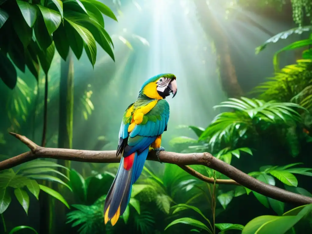 Selva exótica de Singapur: detalle realista de animales tropicales Una imagen impresionante de la exuberante selva, con animales exóticos