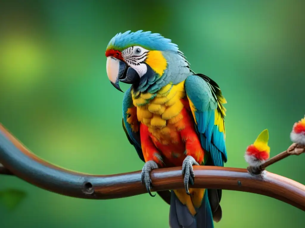 Renovación plumífera: proceso de muda en psitácidos Impresionante imagen de muda en mascotas exóticas: un loro vibrante en pleno proceso de renovación, rodeado de plumas coloridas