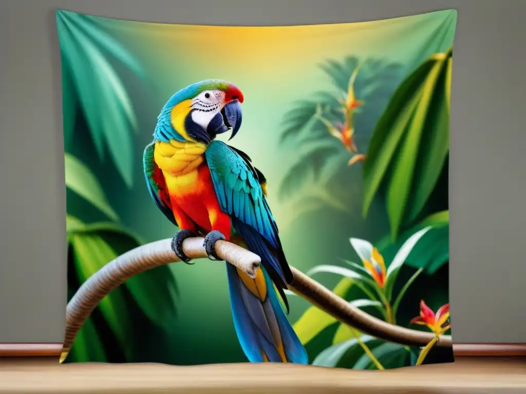 Tapiz de mascotas exóticas: historia y colorido Una impresionante representación de mascotas exóticas a lo largo de la historia, tejida con detalle en un tapiz vibrante
