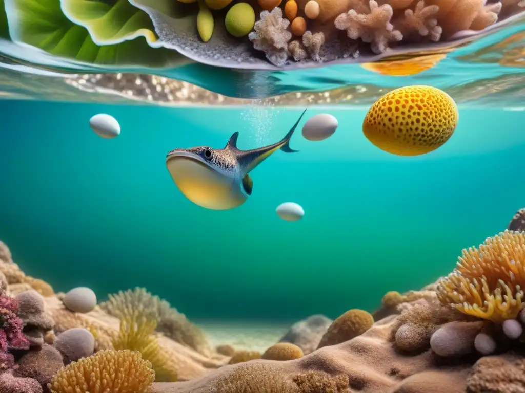 Vibrante ciclo de vida del Tritón: desde huevos a adultos Increíble desarrollo del Tritón desde huevo hasta adulto en un detallado y vibrante ciclo de vida acuático