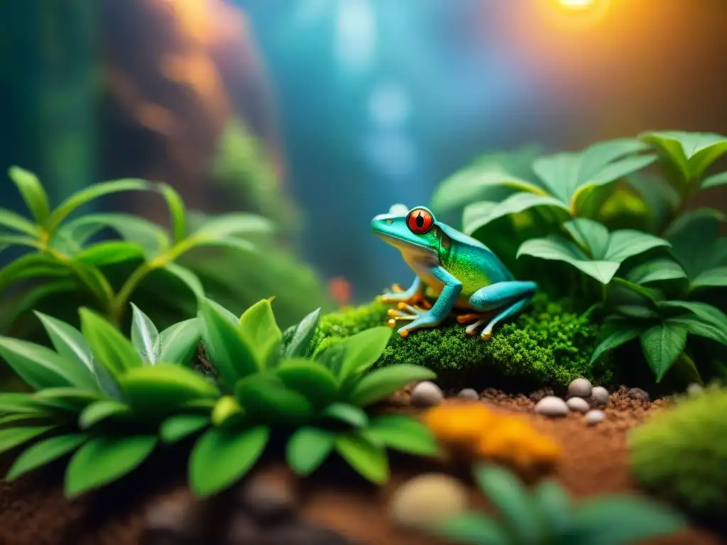 Hábitat tropical ultradetallado para mascotas exóticas Un oasis tropical para mascotas exóticas con dimensiones ideales