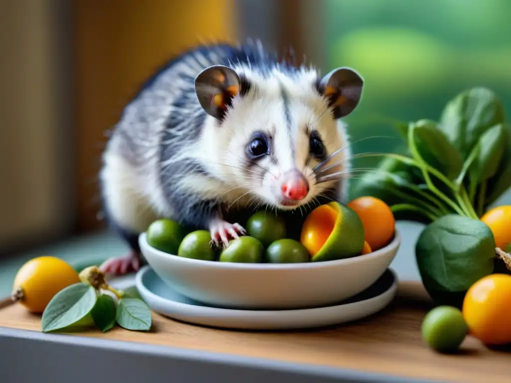 Oposum saludable y adorable disfrutando de una dieta equilibrada en un hábitat acogedor Un oso perezoso saludable y lindo disfrutando de una nutrición adecuada en su hábitat acogedor