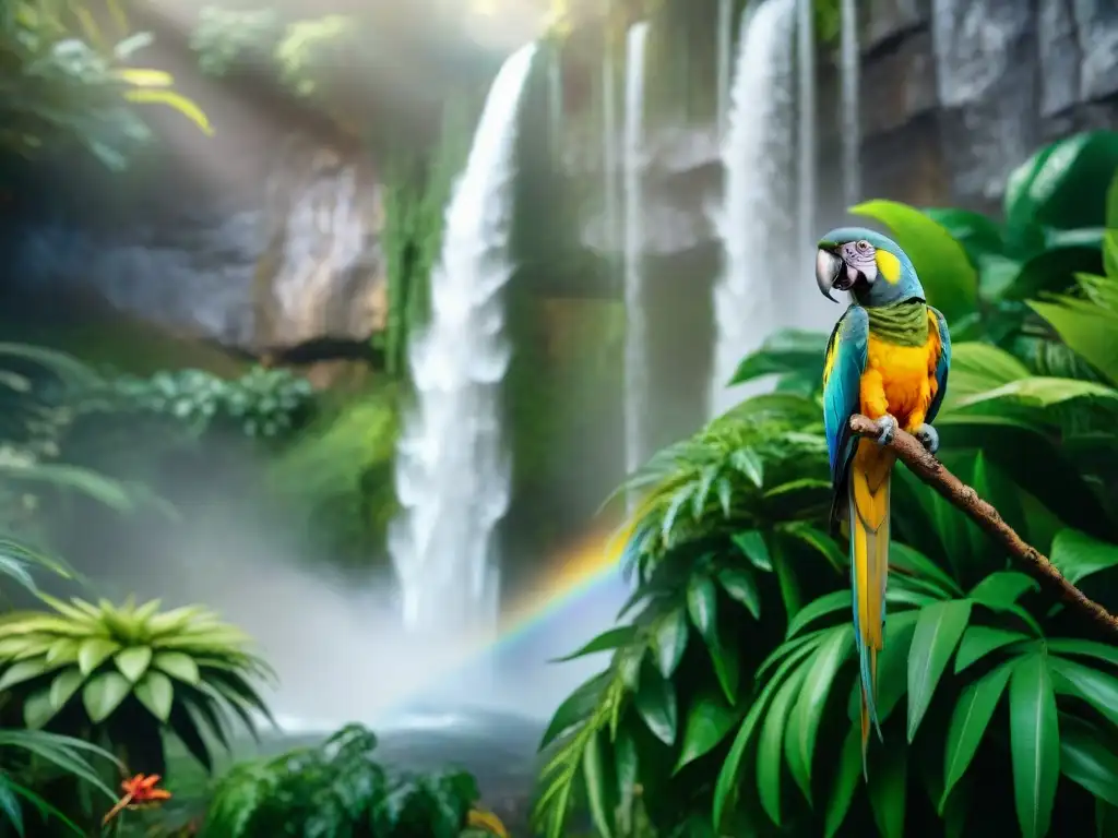 Selva tropical vibrante con animales exóticos: un paraíso de biodiversidad Un paraíso tropical vibrante con animales exóticos conviviendo en armonía