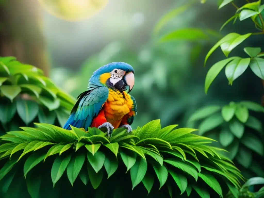 Un paraíso vibrante de mascotas exóticas en armonía, resplandeciendo en un ecosistema equilibrado