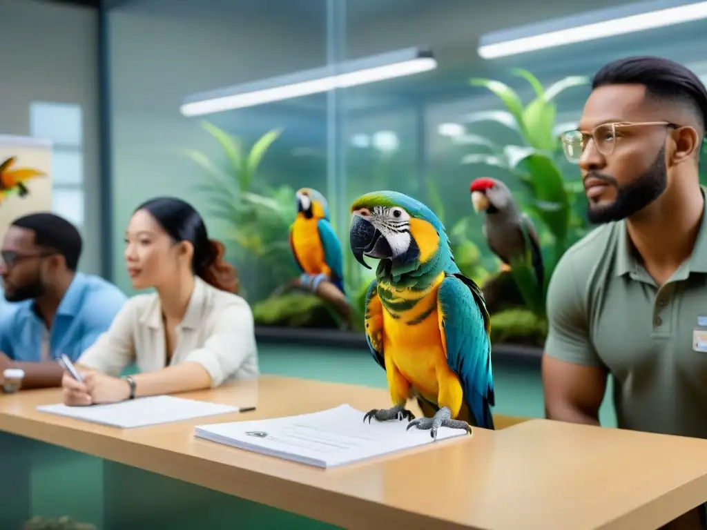 Certificación de criadores de mascotas exóticas Taller de certificaciones para criadores de mascotas exóticas con expertos y animales tropicales en terrarios detallados