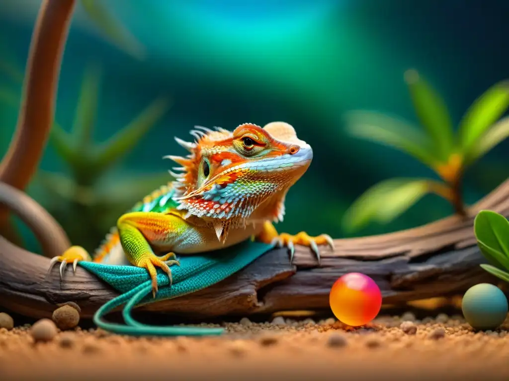 Terrario de lujo para dragón barbudo feliz Un terrario espacioso con los mejores juguetes para mejorar la calidad de vida de un lagarto barbudo feliz