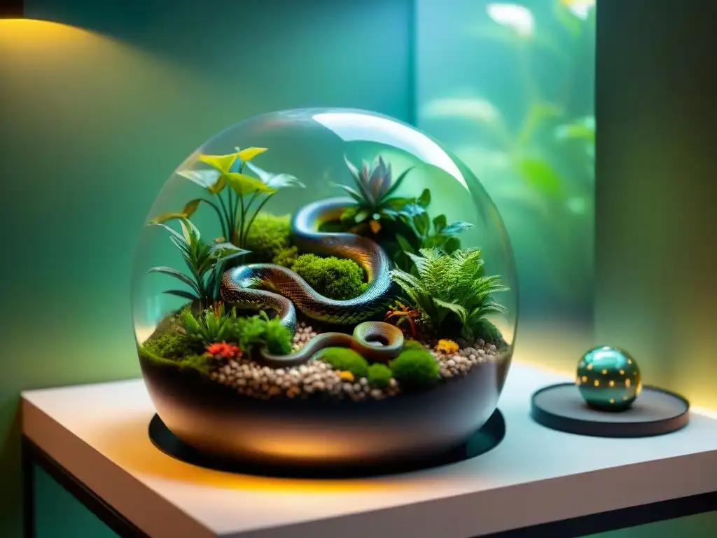 Terrario vibrante para serpiente: enriquecimiento natural Terrario vibrante con accesorios esenciales para serpiente: juguetes de enriquecimiento, escondites, comederos y plato de agua brillante