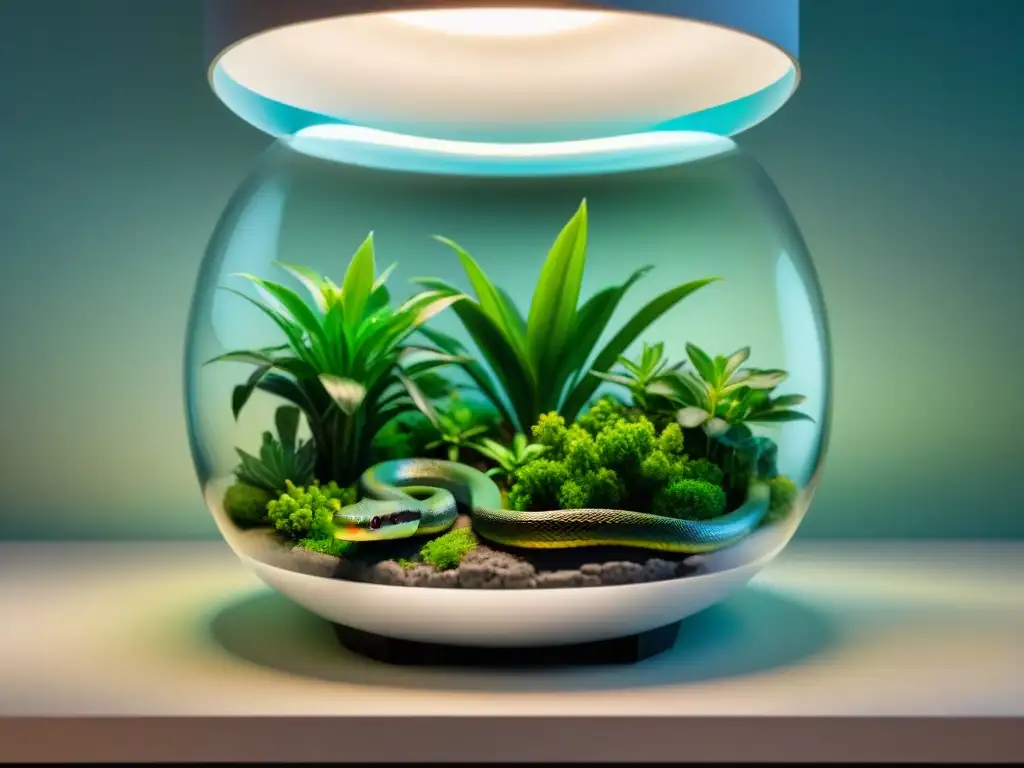 Terrario vibrante para serpiente: detallado y realista Un terrario vibrante para serpiente con accesorios esenciales y juguetes
