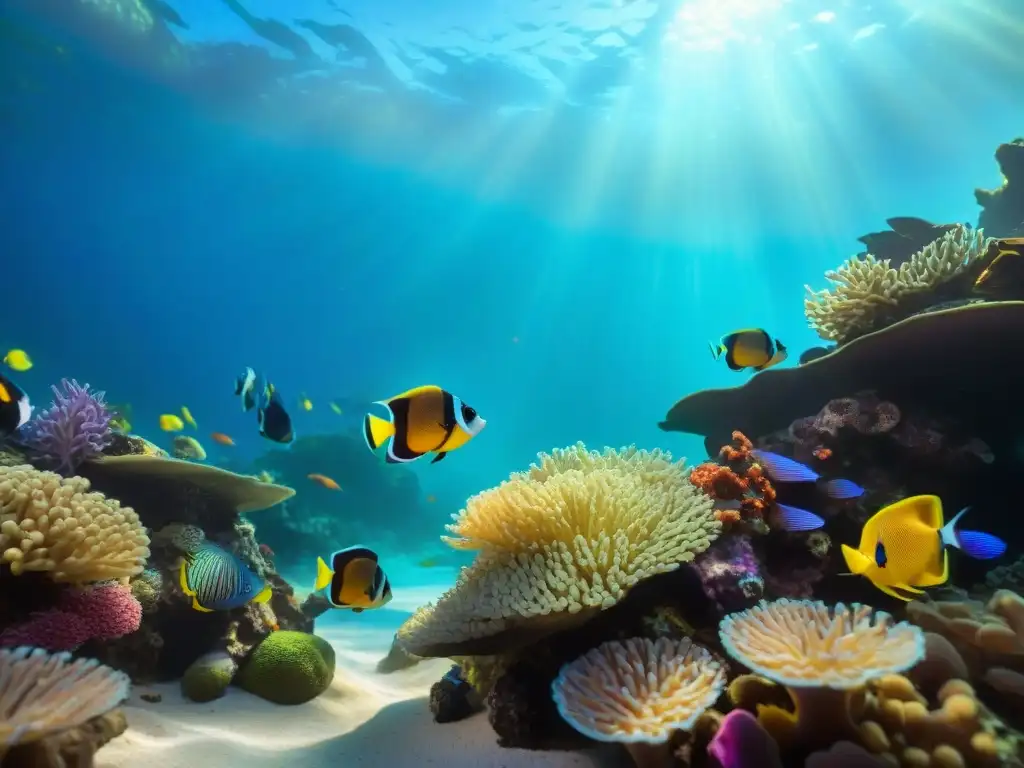 Acuario marino: danza de peces y corales Un vibrante acuario de agua salada con peces coloridos y coral, un escenario lleno de vida marina
