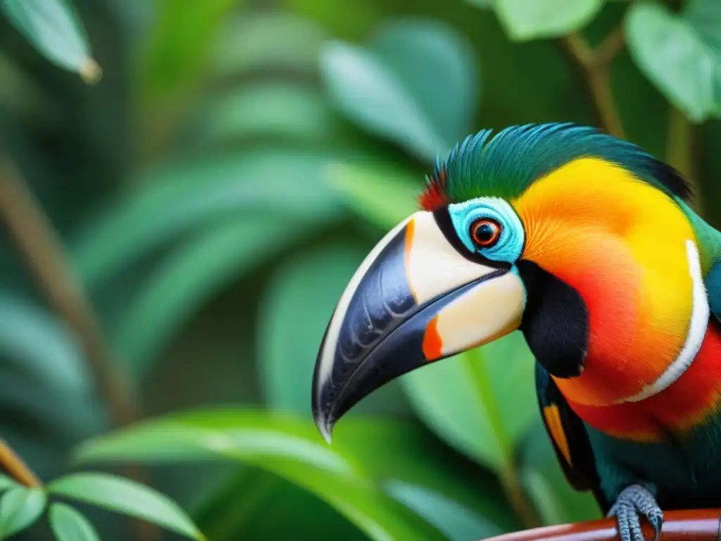 Un vibrante oasis de mascotas exóticas mostrando intrincado comportamiento en la jungla