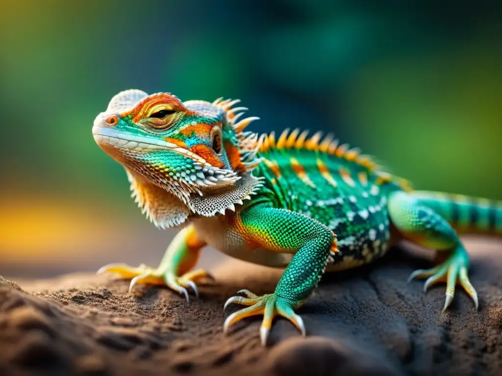 Muda de piel de dragón barbudo: detalle realista de transformación Un dragón barbudo vibrante mudando piel en detalle, mostrando la muda en mascotas exóticas con realismo impresionante