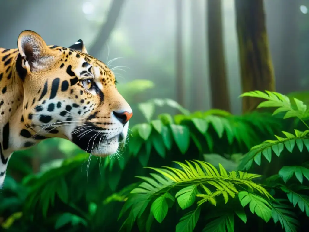 Voluntario alimenta jaguar en selva: escena conmovedora Voluntariado cuidando jaguar en selva exótica: respeto y admiración mutua entre humano y felino majestuoso